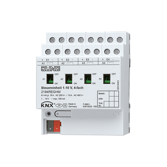 Актуатор-потенціометр 1-10В з реле KNX, 4 канали