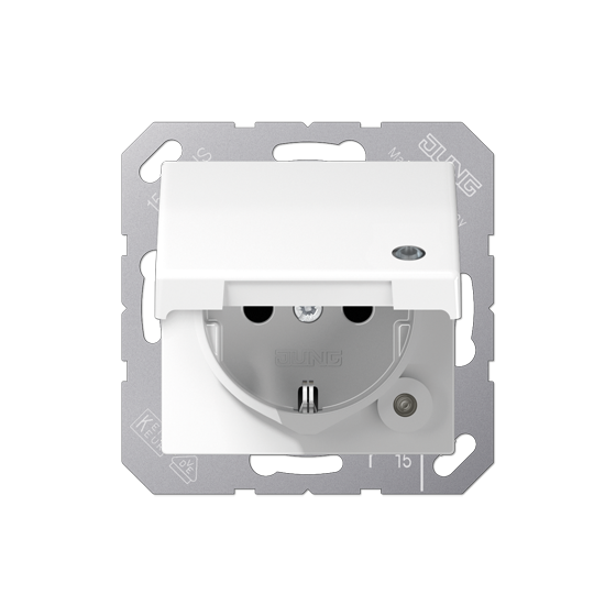 Розетка SCHUKO з кришкою і захисними шторками SILVER PLUS